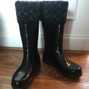 Coach Wool Lined Logo Rainboots-NWOT